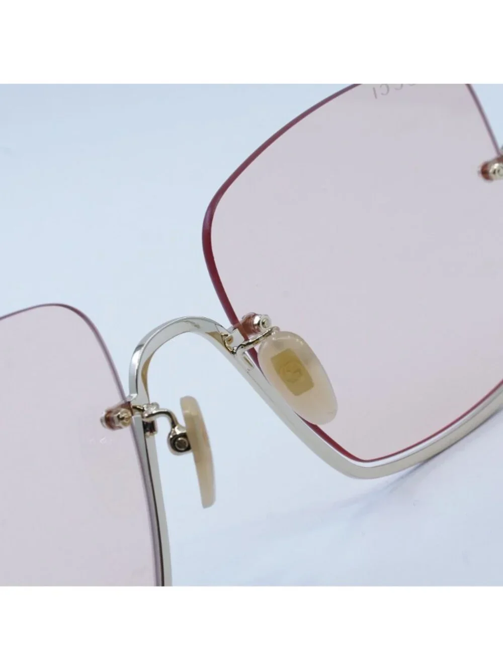 Gucci GG1279S 005 Sunglasses Gold Square Frame, Pink Lenses